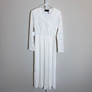 Little Mistress Modcloth Dress 6 White Lace Down The Aisle Midi Bridal Wedding